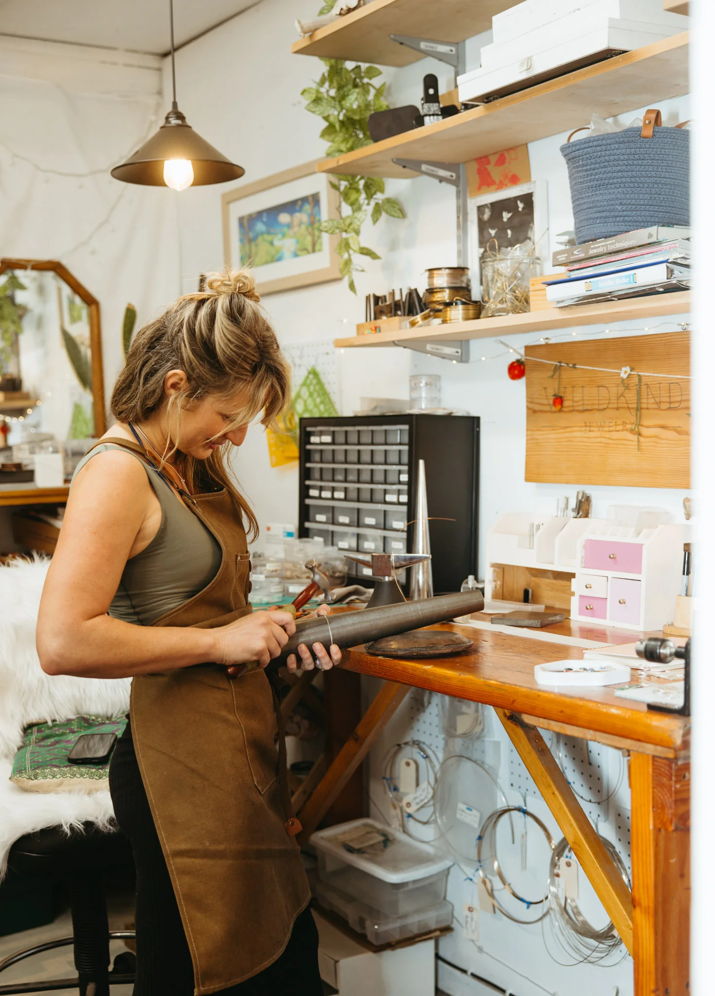 Northern California small business owner working in her studio